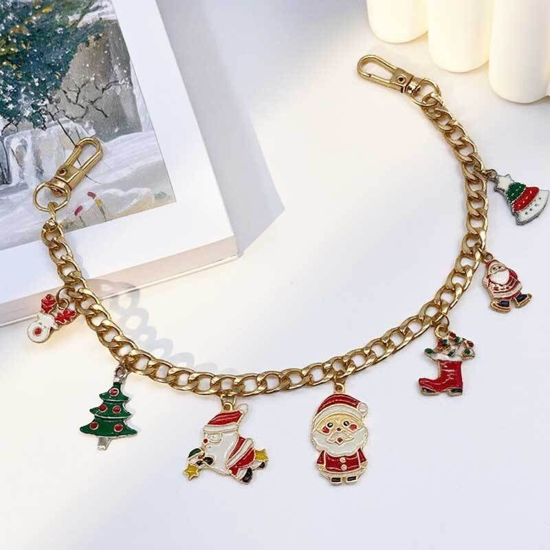 Christmas Santa Bag Charm DIY Holiday Purse Accessory - Gold