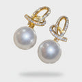 Pearl Drop Earrings With Rhinestone Bow Details – jewelry (view 1)