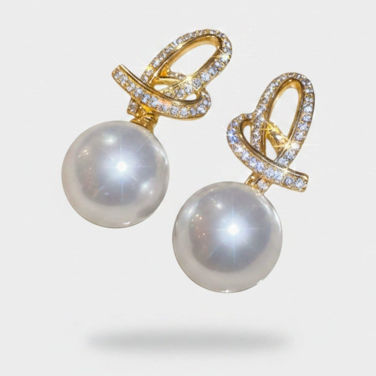Pearl Drop Earrings With Rhinestone Bow Details – jewelry (view 1)