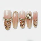 Glam Press-On Nail Set - Blush Leopard