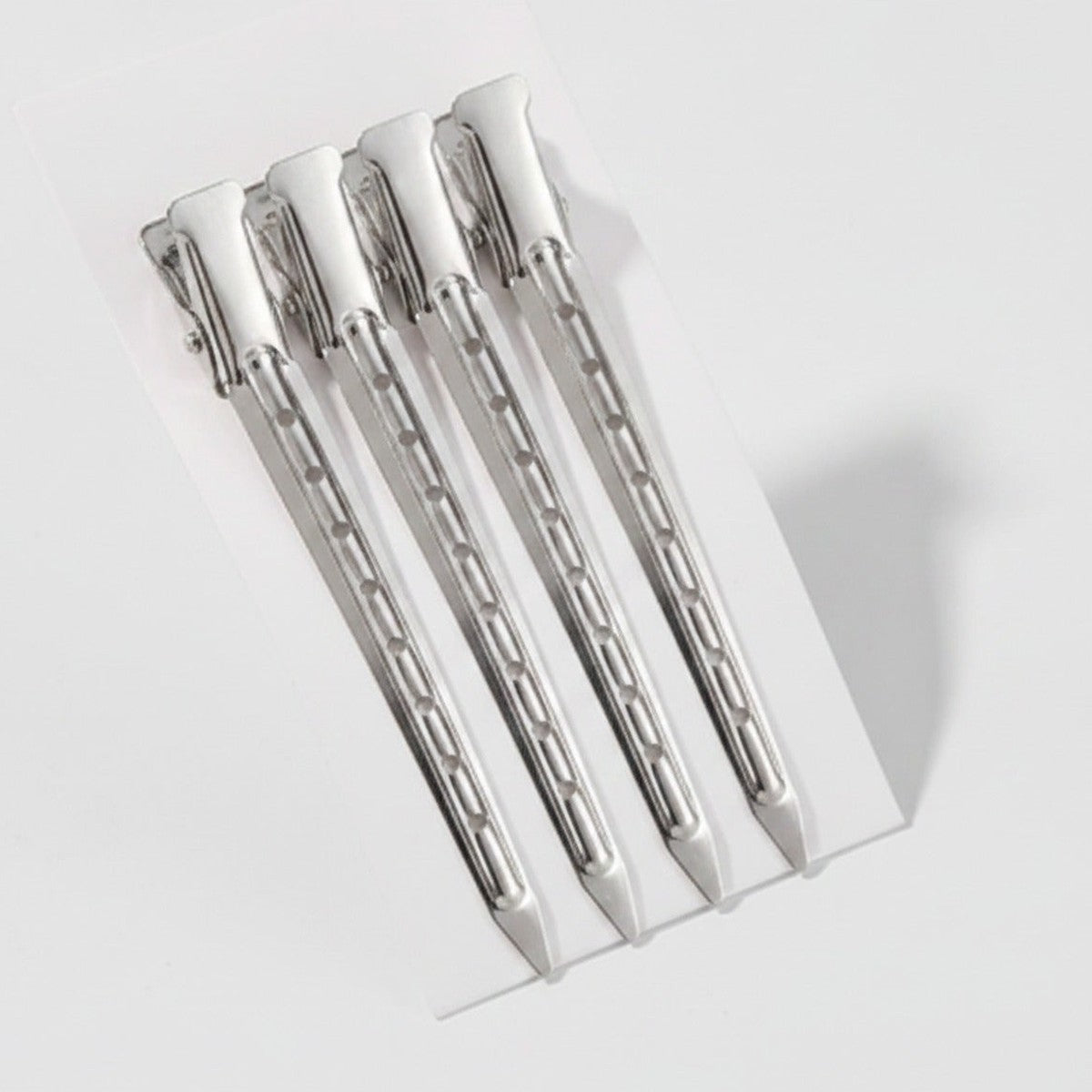 Silver Minimalist Hair Clips Set With Geometric Pattern – hair accessories (view 1)