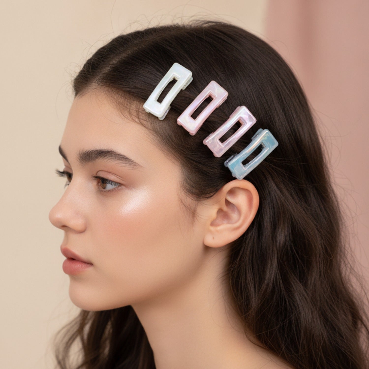 Mini Claw Clip Set – 6 Pack Pink & Taupe