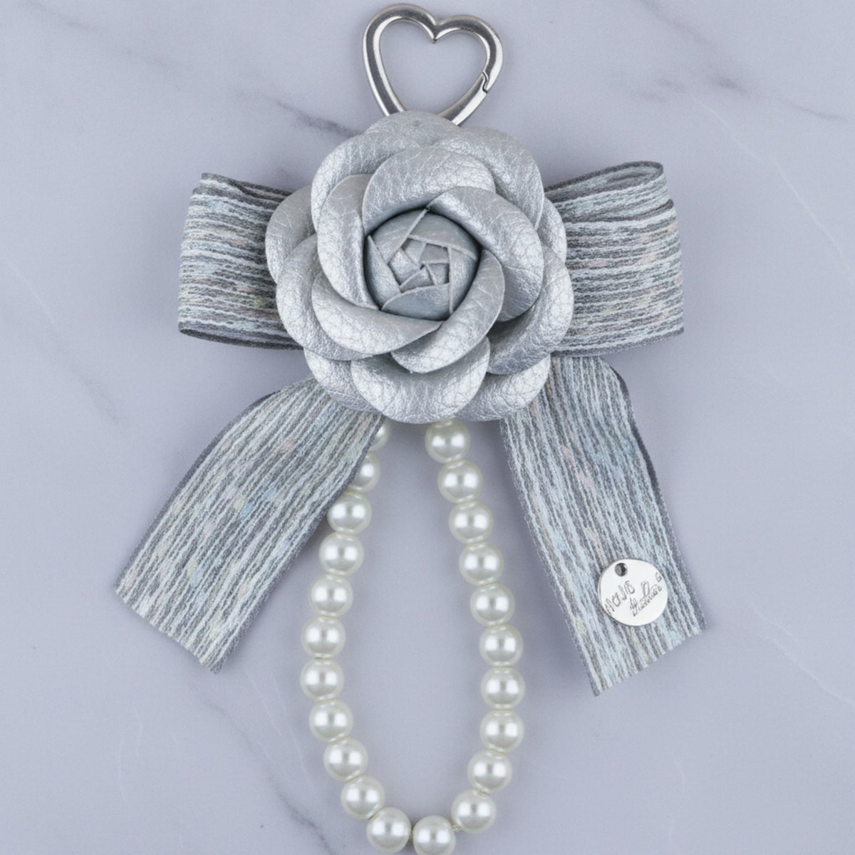Rose Bow Pearl Bag Charm - Black Rose Alt