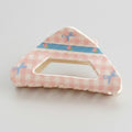 Pink Gingham Hair Claw With Blue Bow Detail – hair accessories (view 1)
