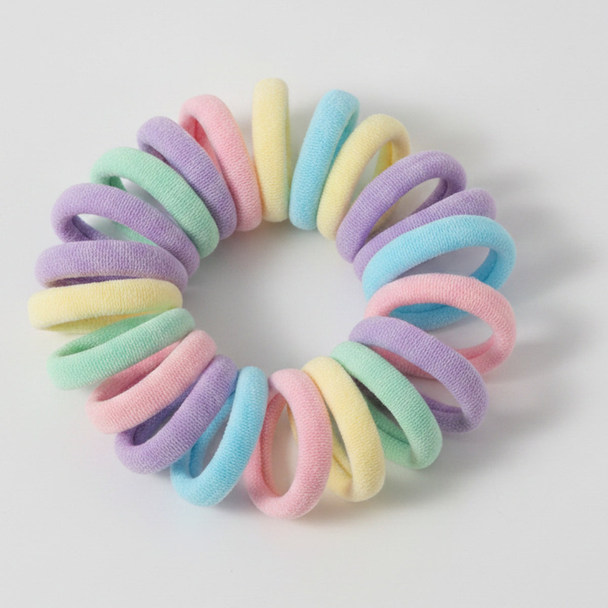 Colorful Fabric Hair Rings Set - Pastel – hair accessories (view 1)