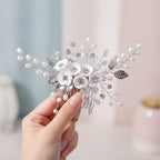 Pearl Flower Hair Comb Set - White Pearl
