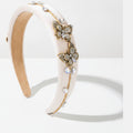 Velvet Butterfly Embellished Padded Headband - White – hair accessories (view 1)