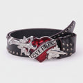 Black Studded Leather Belt With Red Heart Buckle – scarves & belts (view 1)