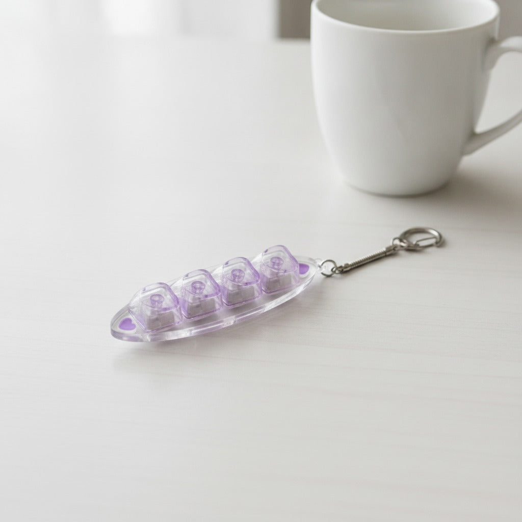 Heart Keycap Light-Up Keychain - Purple