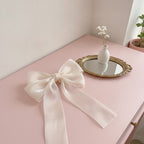 Satin Bow Hair Claw - Beige