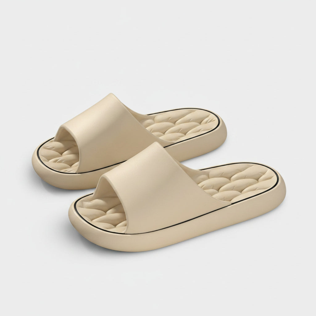Puffy Slide Slippers With Contour Khaki