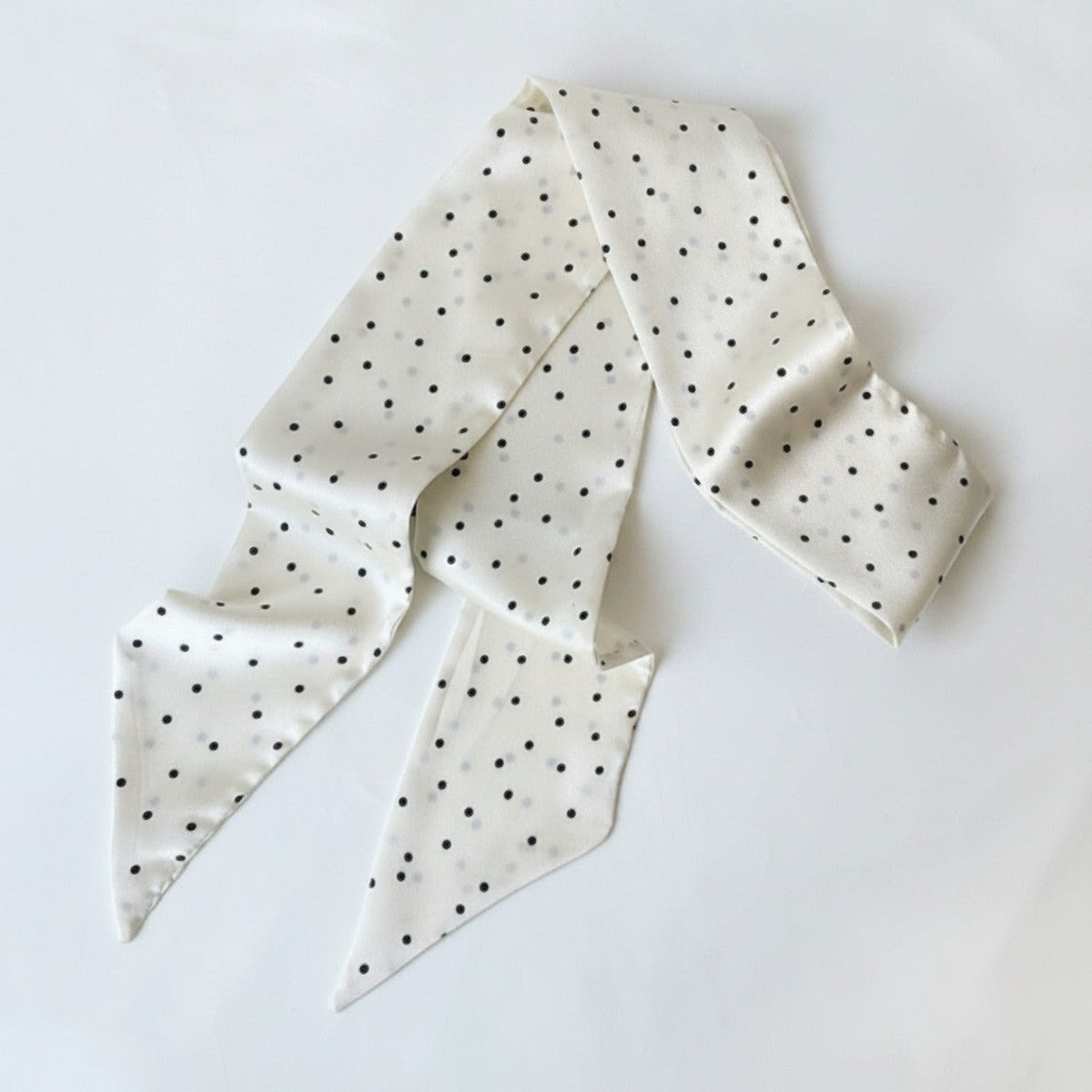 Polka Dot Cream Silk Hair Scarf – scarves & belts (view 1)