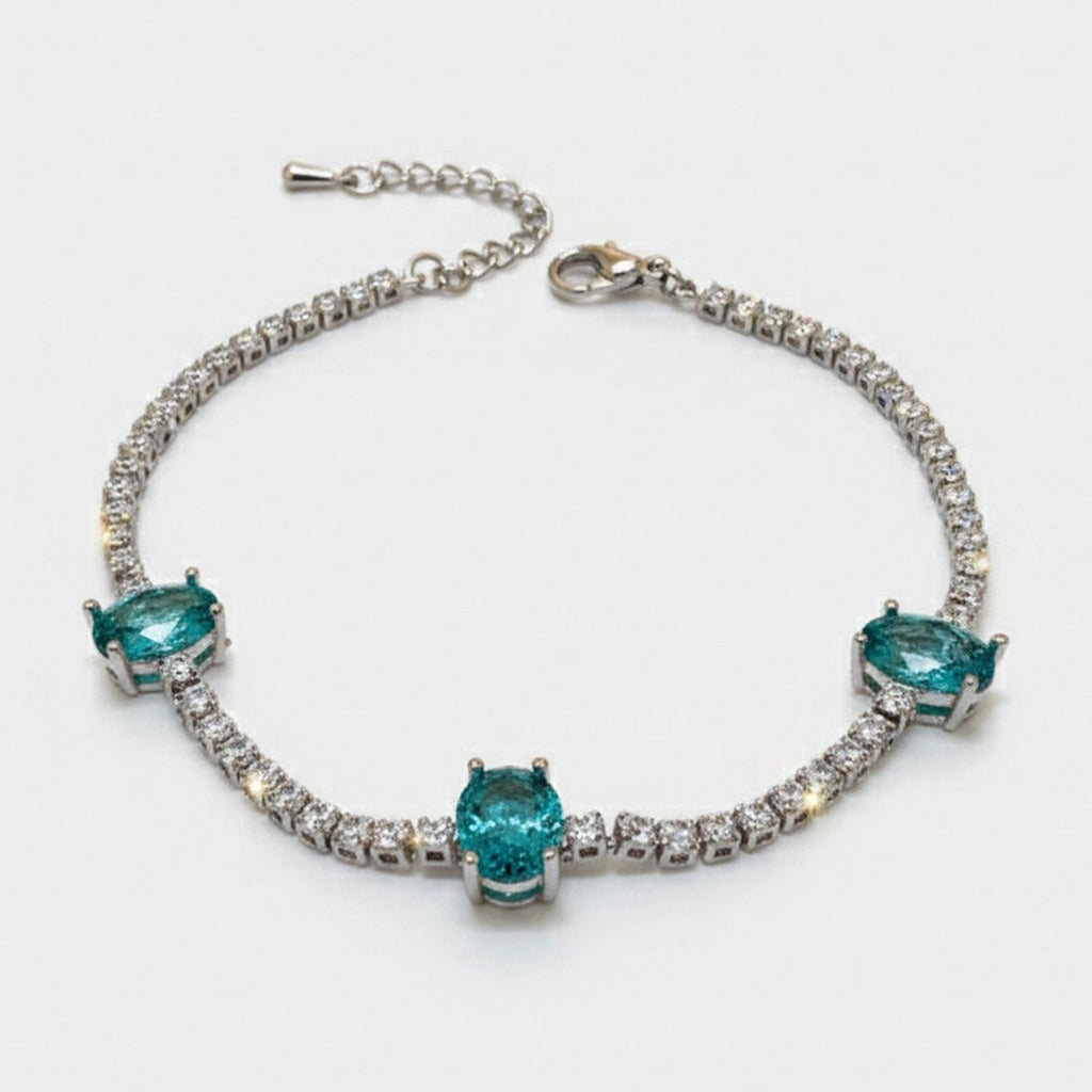 Teal Oval Rhinestone Tennis Bracelet – jewelry (view 1)