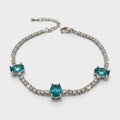 Teal Oval Rhinestone Tennis Bracelet – jewelry (view 1)