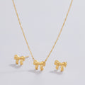 Delicate Bow Pendant Necklace - Gold