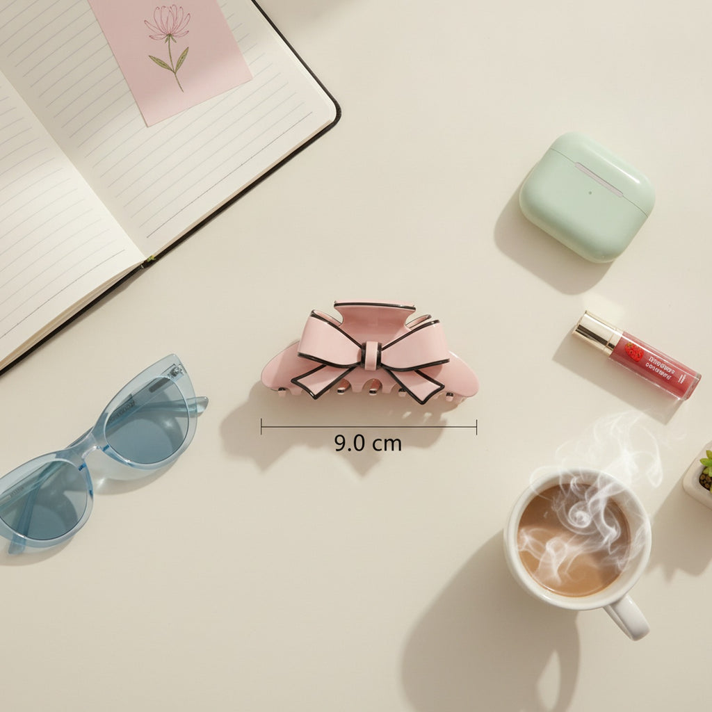 Bow Claw Hair Clip Pink Bow
