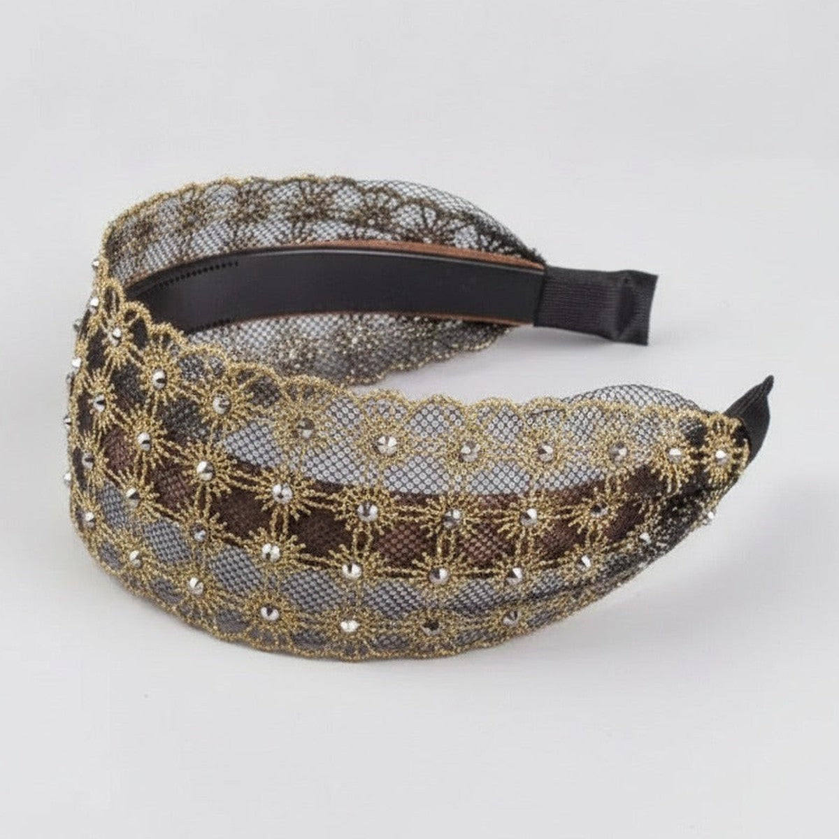 Sparkle Mesh Padded Headband - Gold