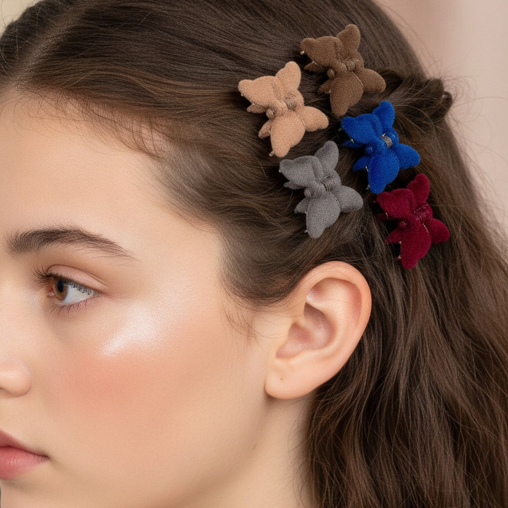 Fuzzy Bear Claw Hair Clip Set Dark Brown