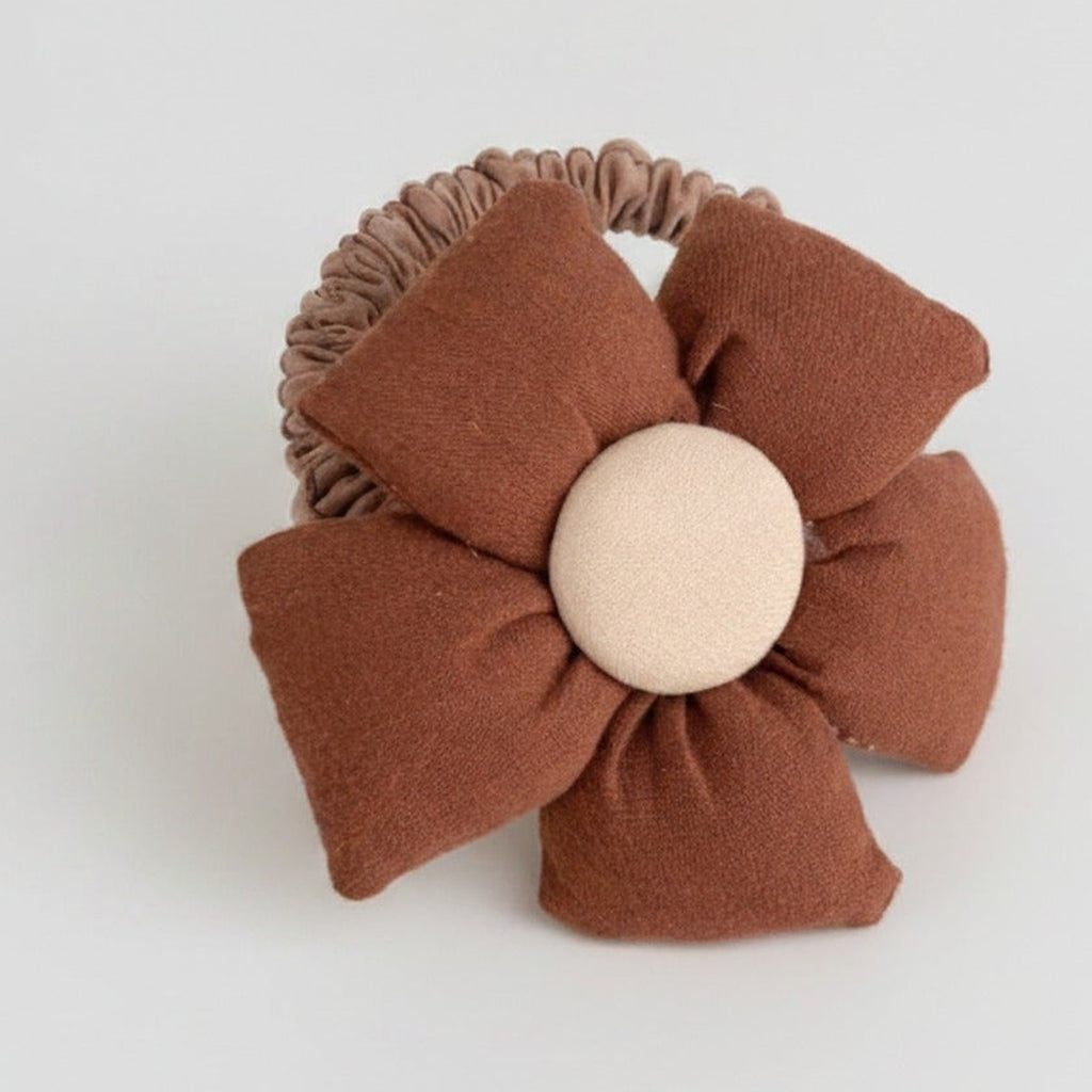 Rust Flower Hair Clip with Cream Center – hair accessories (view 1)