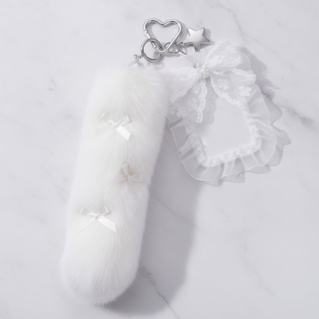 Fuzzy Tail Bag Charm - White