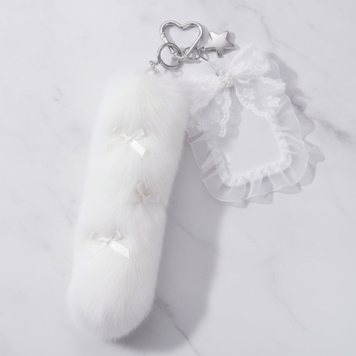 Fuzzy Tail Bag Charm - White