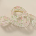 Floral Pink Twisted Hair Claw Clip – hair accessories (view 1)