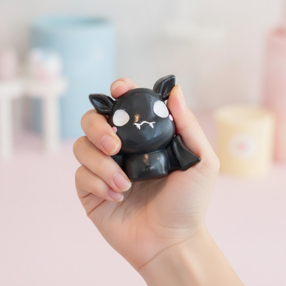 Cute Black Bat Fangs Figurine Charm - squeeze in hand