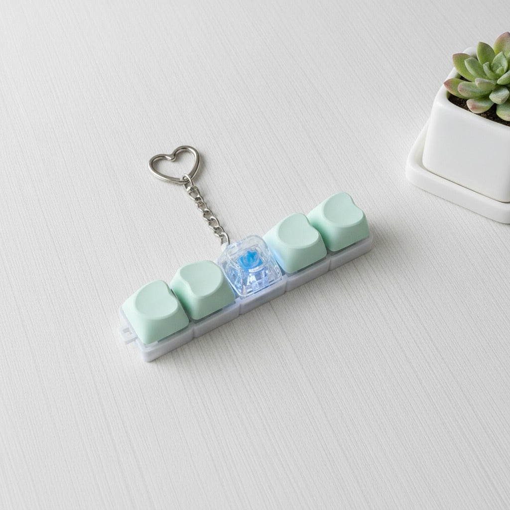 Light-Up Heart Keychain - Cyan