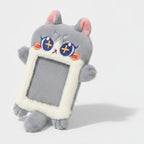 Cute Cat Plush Phone Charm With Ears - Gray Cat Card Holder – tech (view 1)