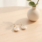 Baroque Pearl Wire Wrap Drop Earring - Gold