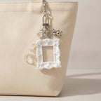 Ornate Frame Photo Keychain - White