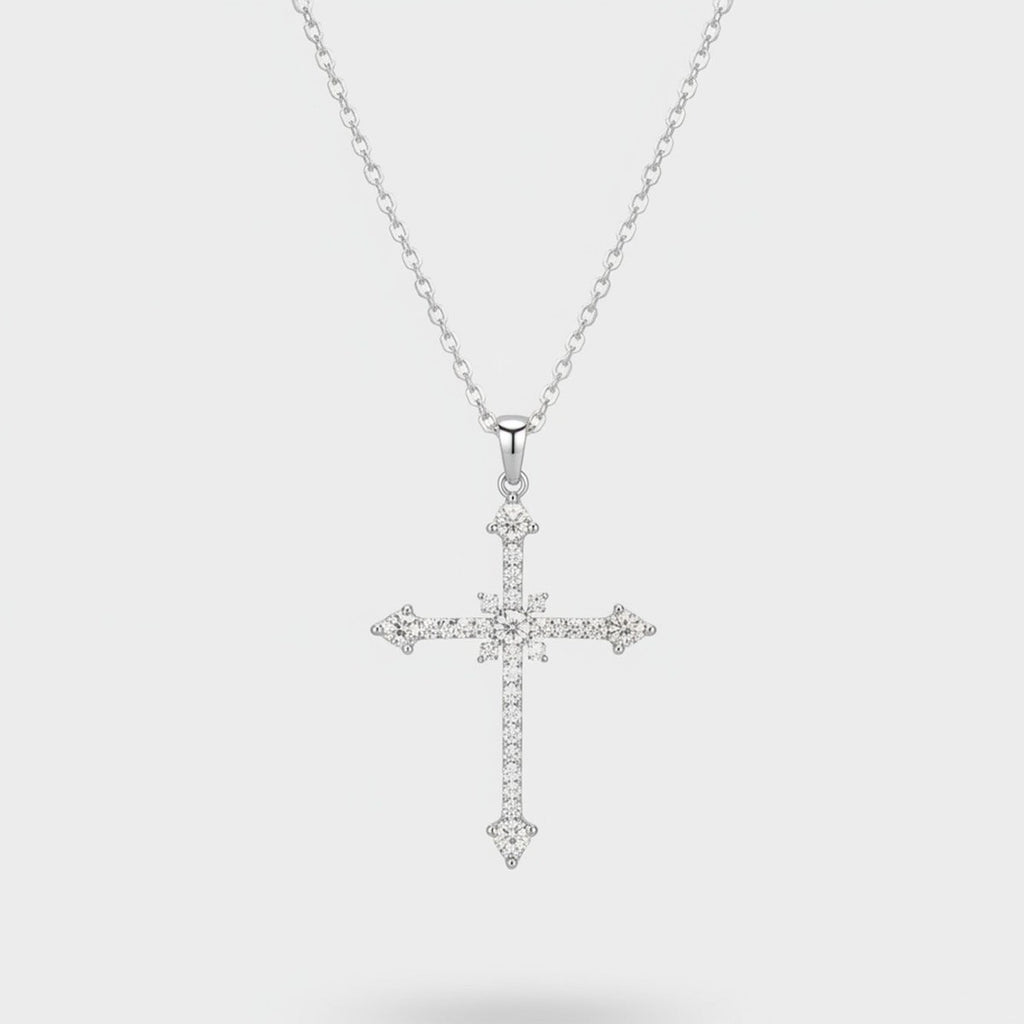Crystal Cross Pendant Silver Chain Necklace – jewelry (view 1)