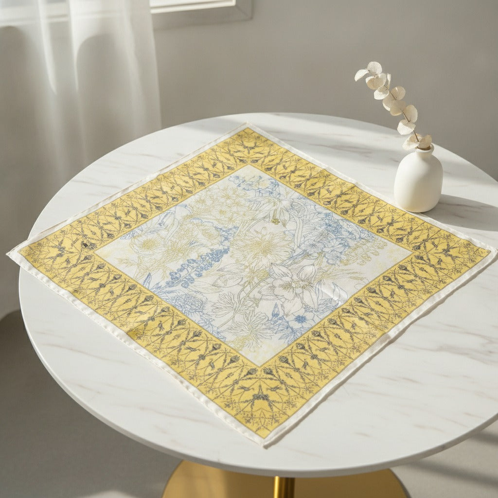 Botanical Border Silk Scarf - Terracotta