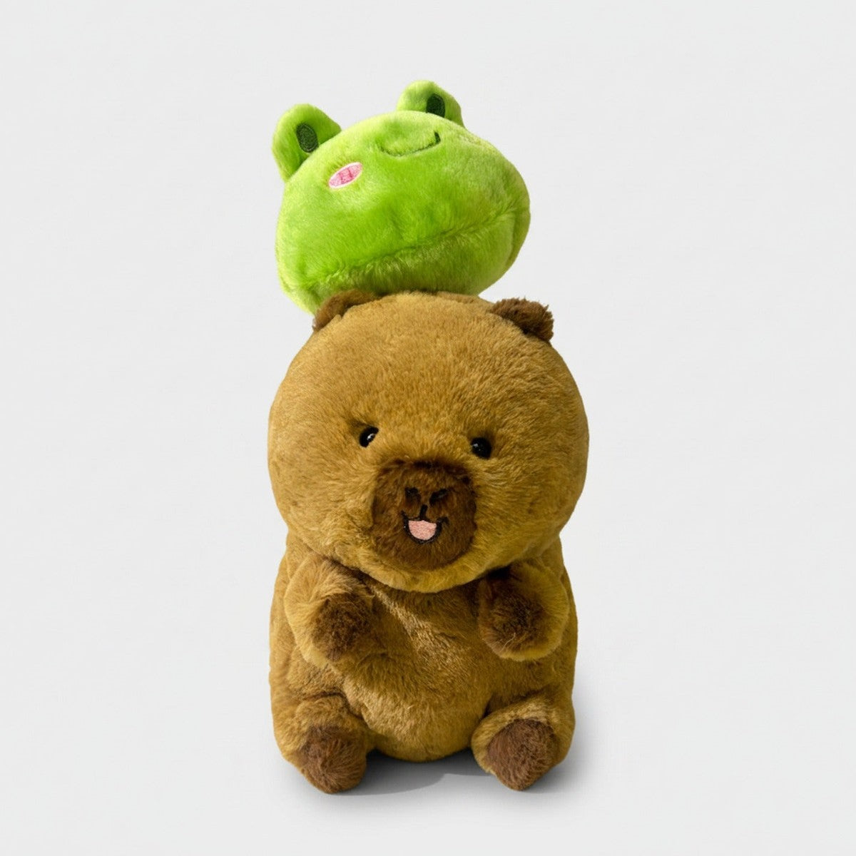 Froggy Friend Stacked On Brown Bear Plushies – novelty & toys (view 1)