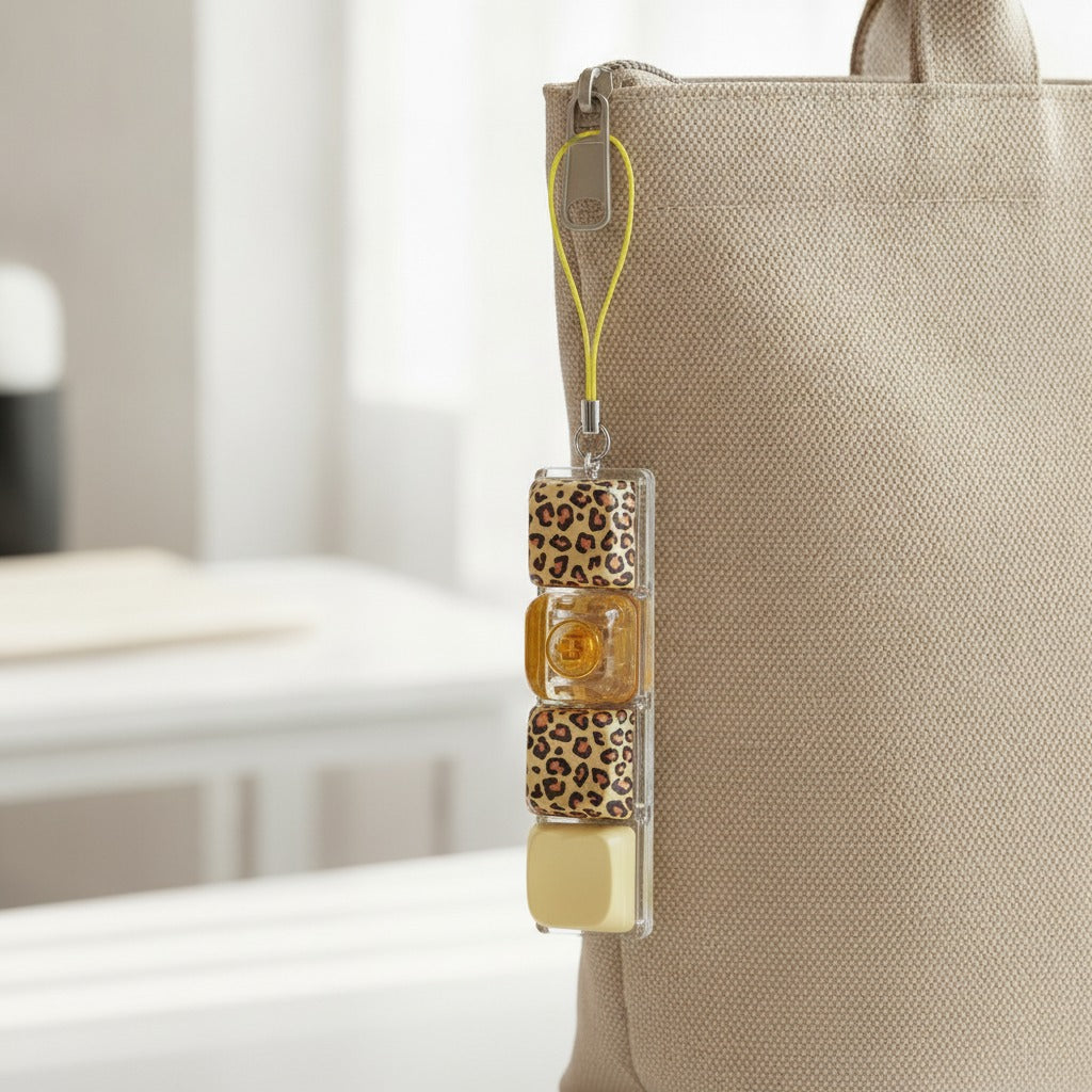 Leopard Print Nail Polish Keychain - Yellow Leopard