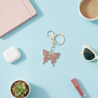 Sparkly Butterfly Keychain Charm Pink