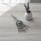 Turquoise Dreamcatcher Keychain - Silver