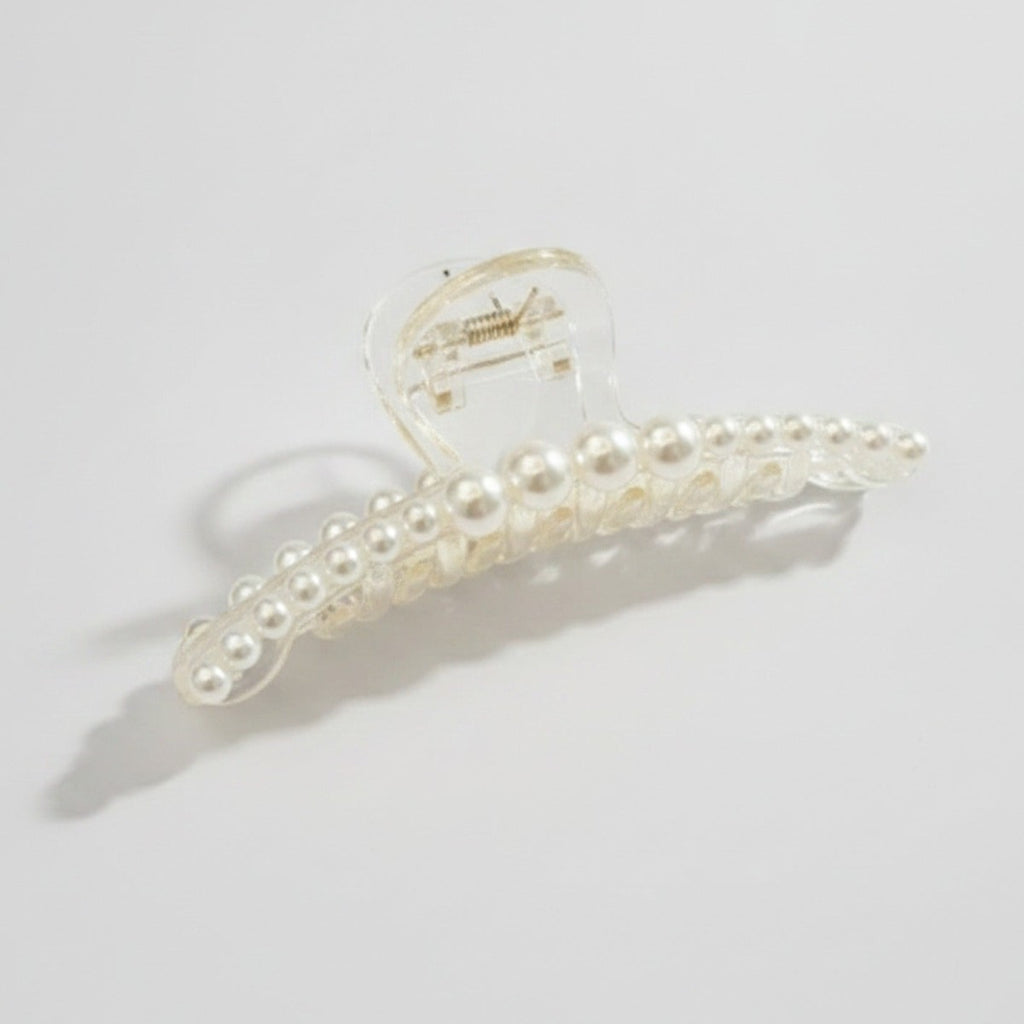 Pearl Beaded Clear Claw Hair Clip – hair accessories (view 1)