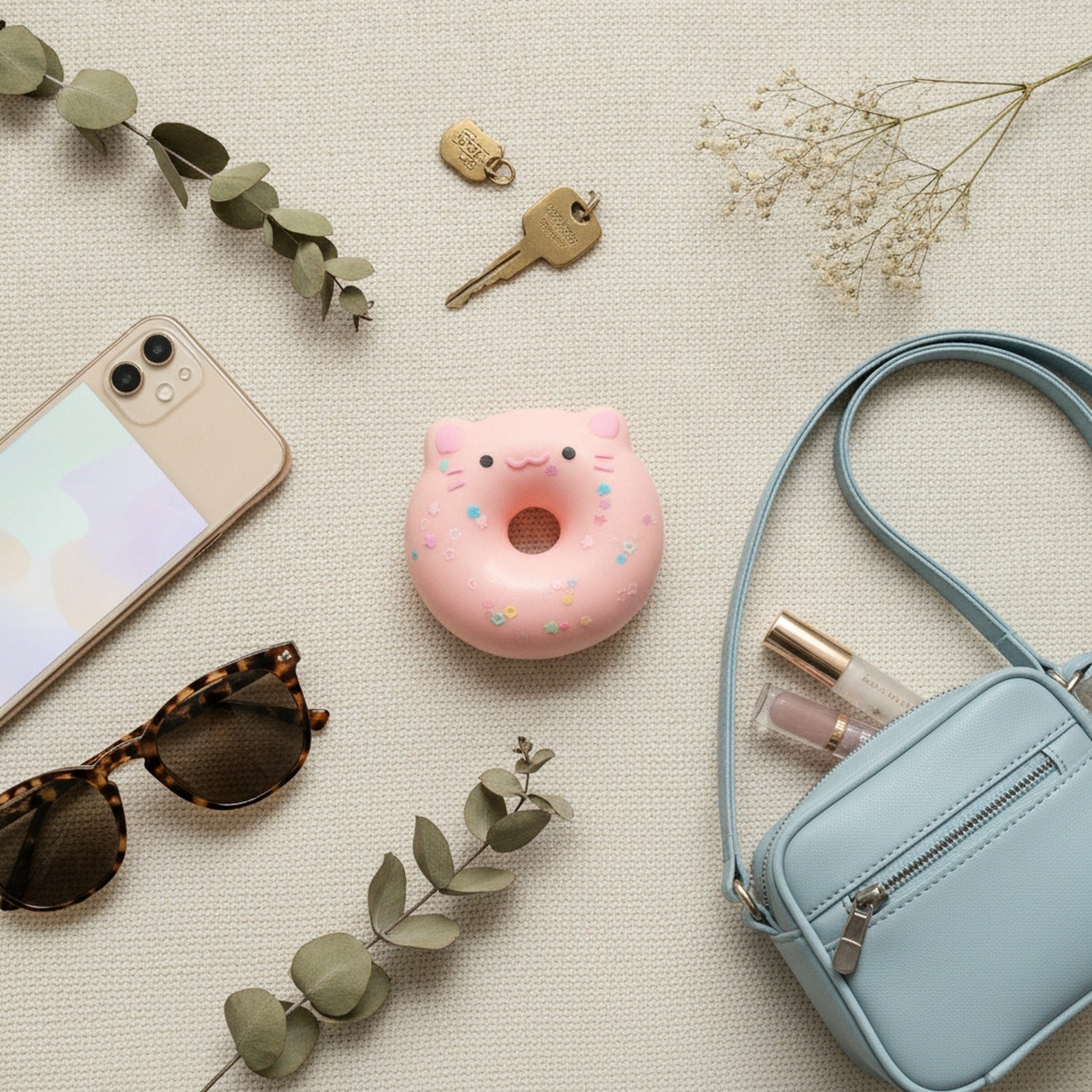 Cute Donut Plush With Smiley Face Pink Donut