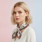 Ornate Lace Square Scarf - Brown & Cream