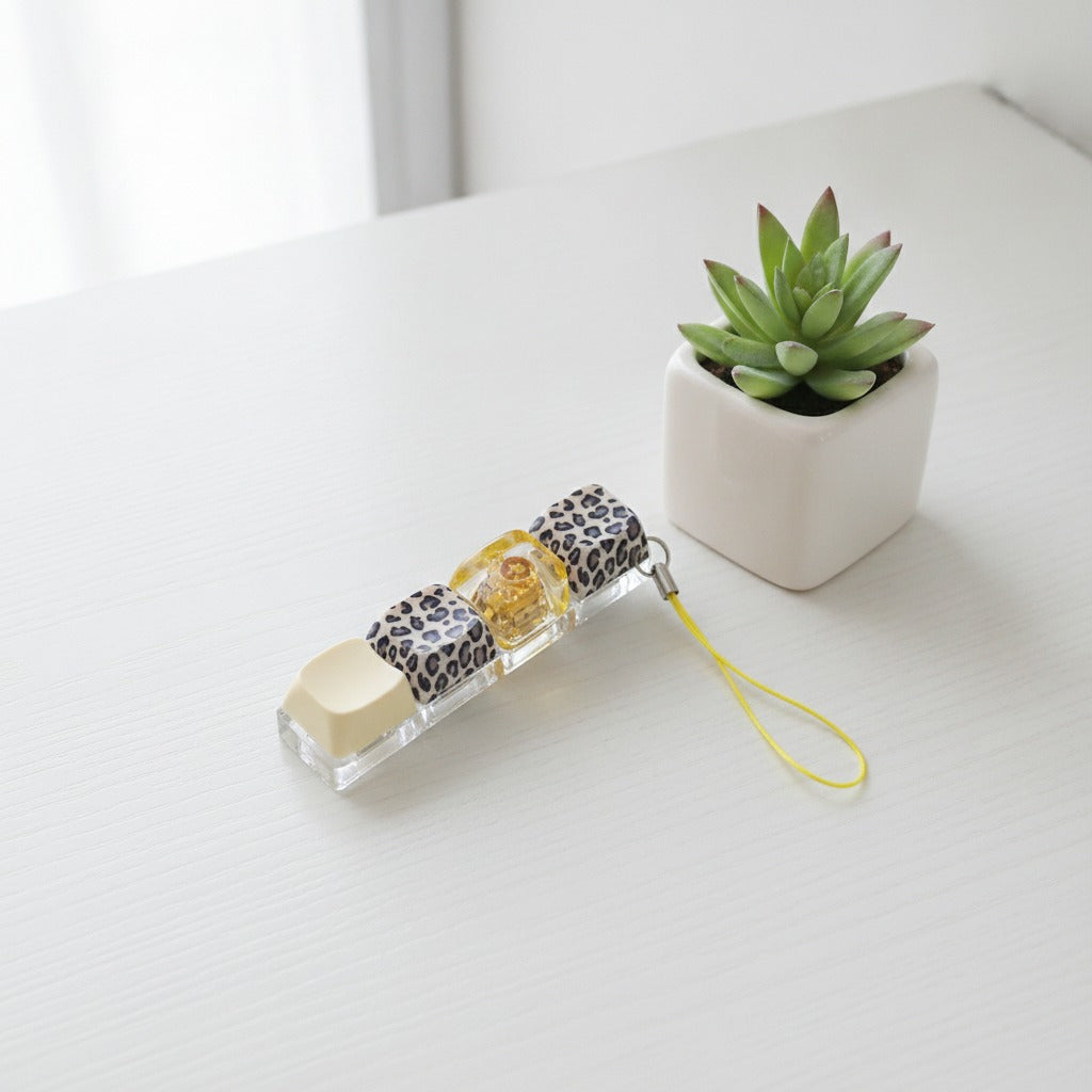 Leopard Print Nail Polish Keychain - Brown Leopard