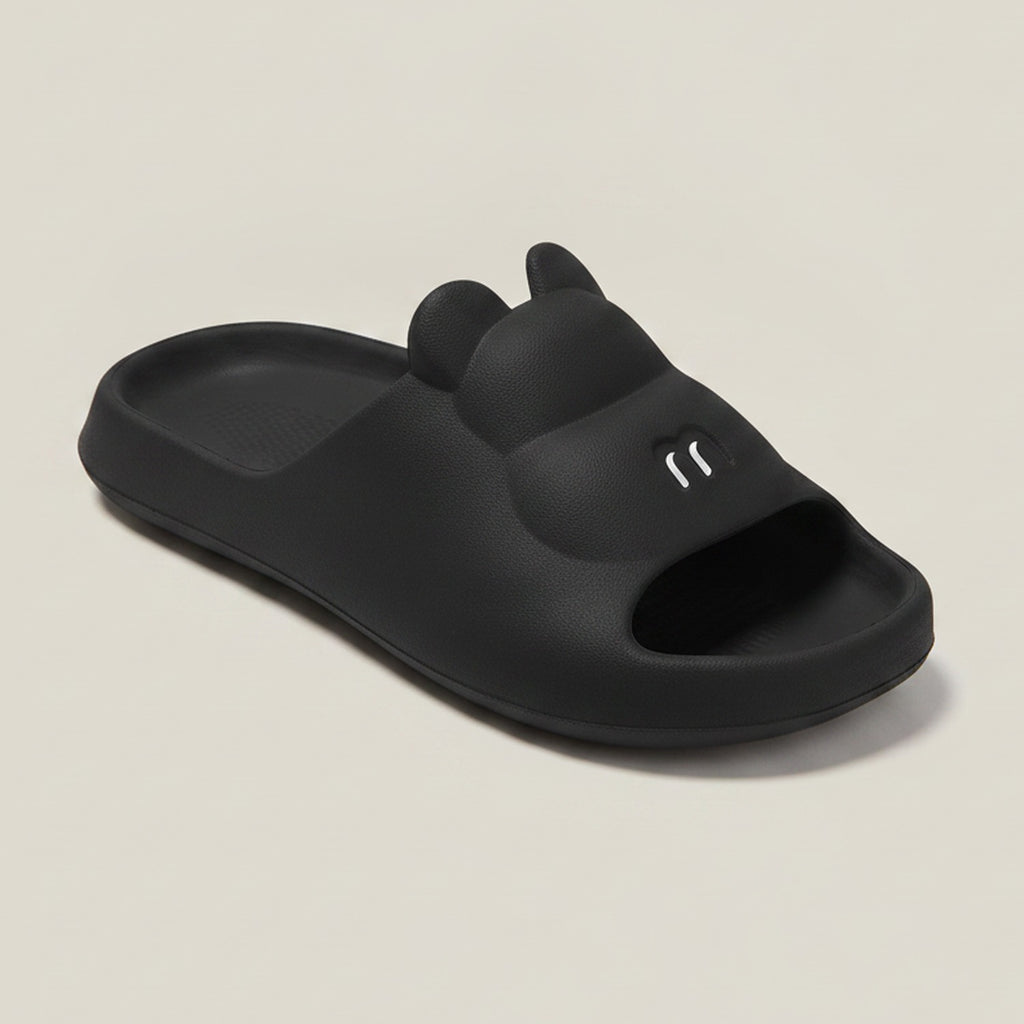 Black Cute Bear Ears Soft Pillow Slides – apparel accessories (view 1)