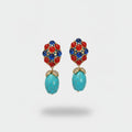 Jeweled Turquoise Drop Earrings Gold & Turquoise