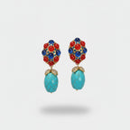 Jeweled Turquoise Drop Earrings Gold & Turquoise