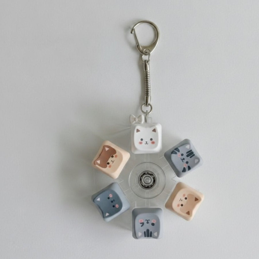 Spin Wheel Animal Face Keychain - Kitty Squad
