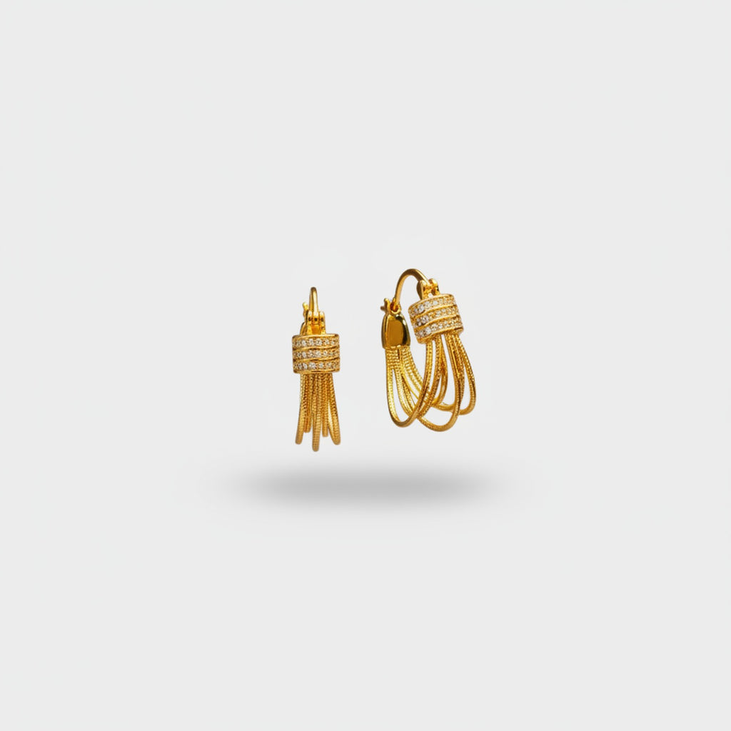 Gold Tassel Huggie Earrings Gold