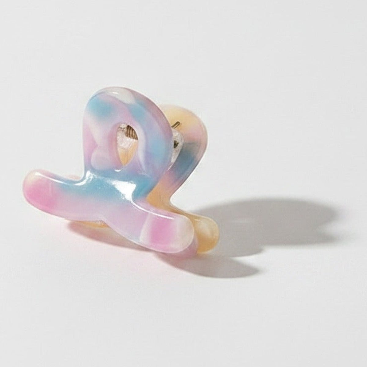 Translucent Jade Flower Hair Claw Clip - Light Rainbow 3cm – hair accessories (view 1)