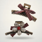 Plaid Bow And Flower Hair Claw Clips – hair accessories (view 1)