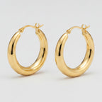 Chunky Crescent Hoop Earrings - Gold