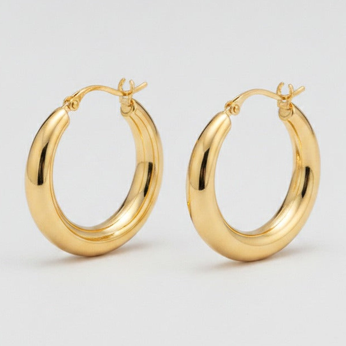Chunky Crescent Hoop Earrings - Gold